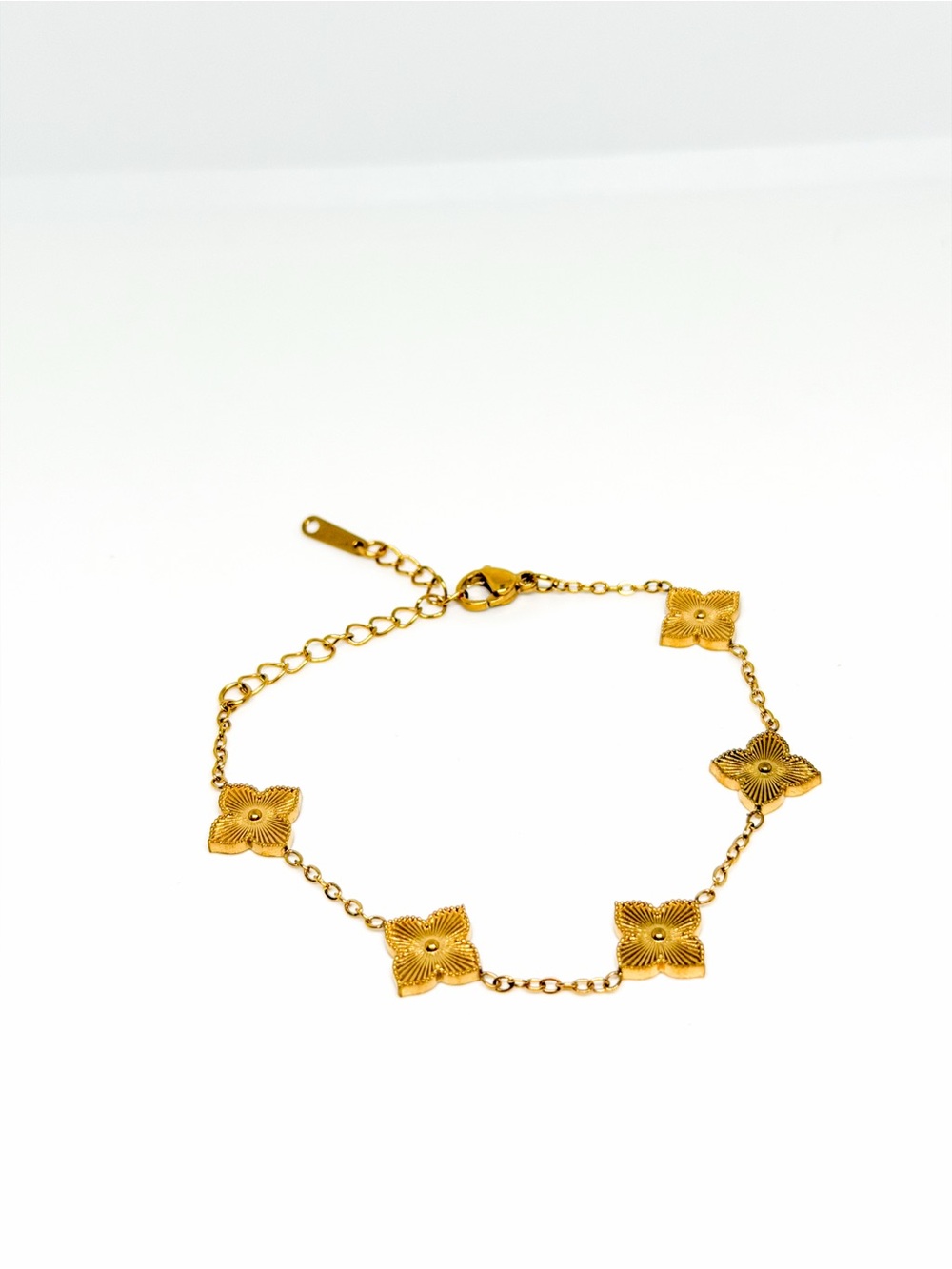 Gold Floral Motif Chain Bracelet for Women